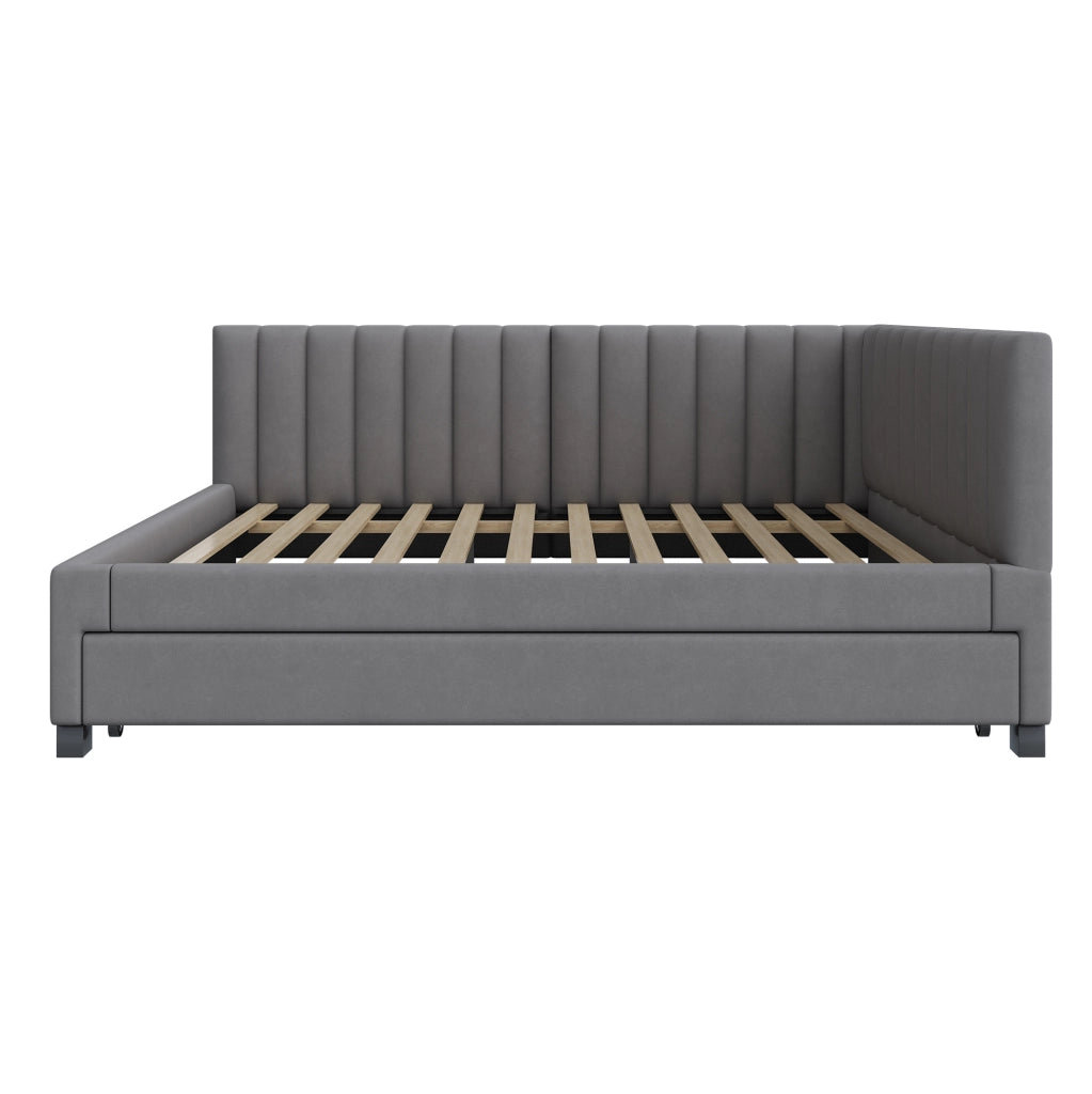 Letto imbottito 140x200 cm con letto estraibile grigio