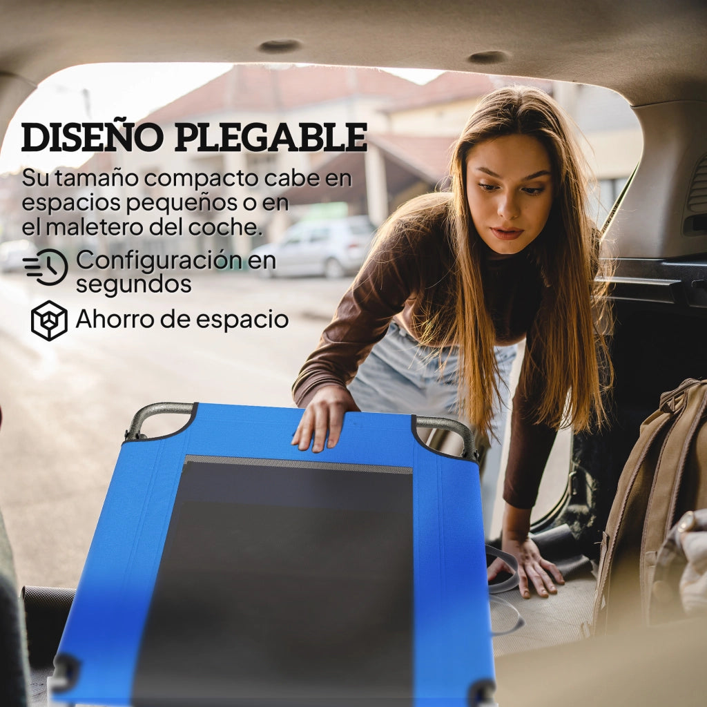 Poltrona Pieghevole con Respaldo Regolabile ¨C zephmum ¨C 175x58x68 cm Blu