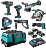 ENSEMBLE DE 7 MACHINES MAKITA (DDF482 + DTD152 + DGA504 + DSS610 + DHR202 + DJR186 + DJV180) - DLX7013PT1