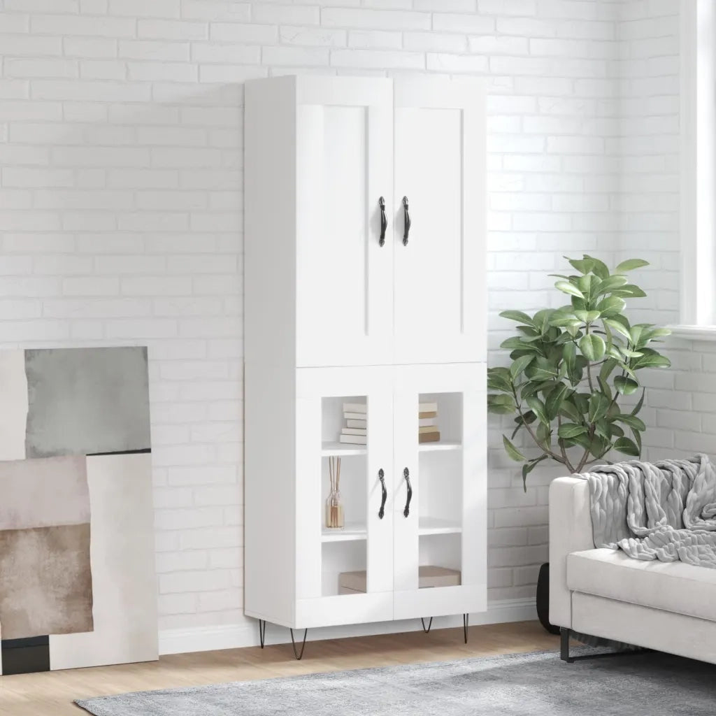 Credenza-Buffet-Armadio da cucina Bianca 69,5x34x180 cm in Legno Multistrato 826167