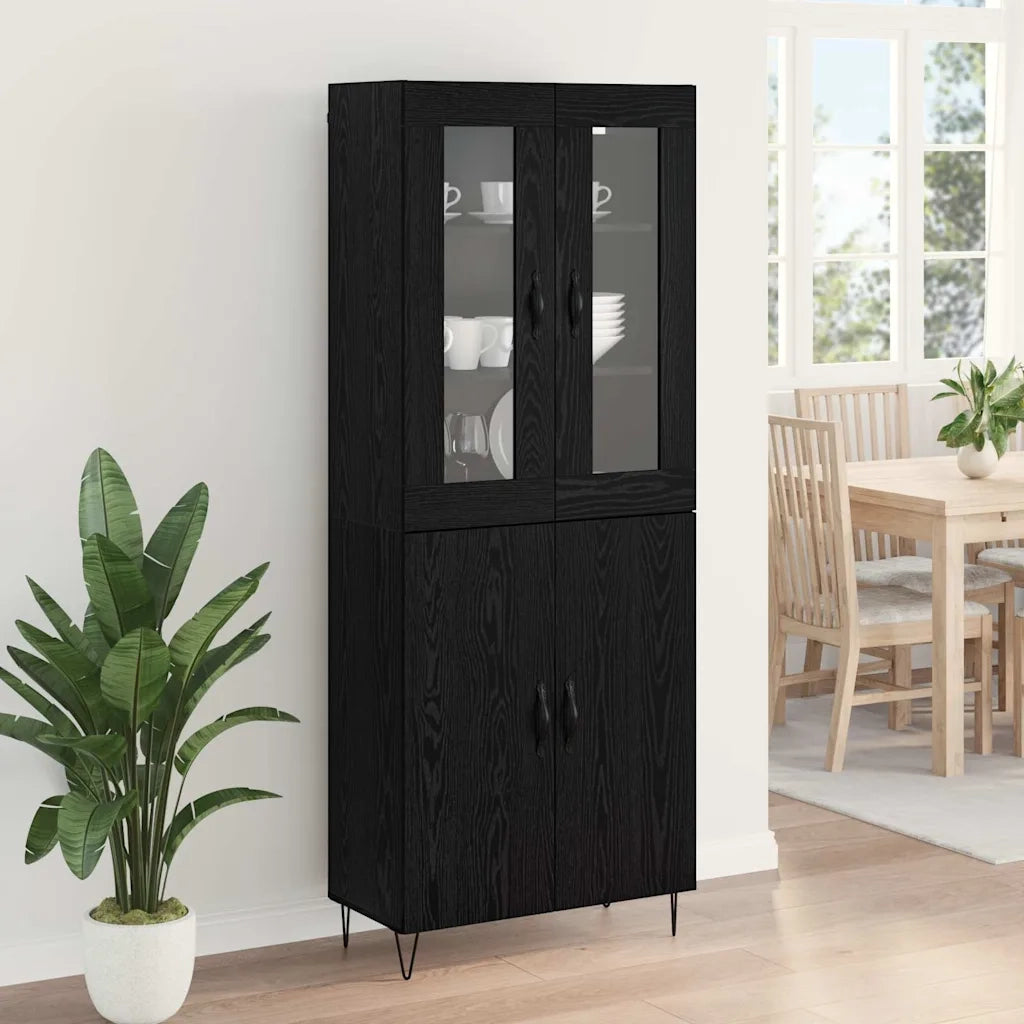 Credenza | Madia | Buffet da pranzo | Armadio da pranzo Rovere Bianco e Nero 69,5 x 34 x 180 cm