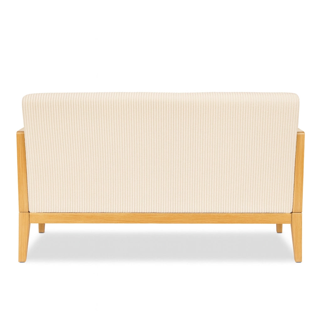 Artena Duo - Divano 2 Posti 143x80x84,5 cm Divanetto in Legno Massello e Polyrattan Rovere con Cuscini Bianco