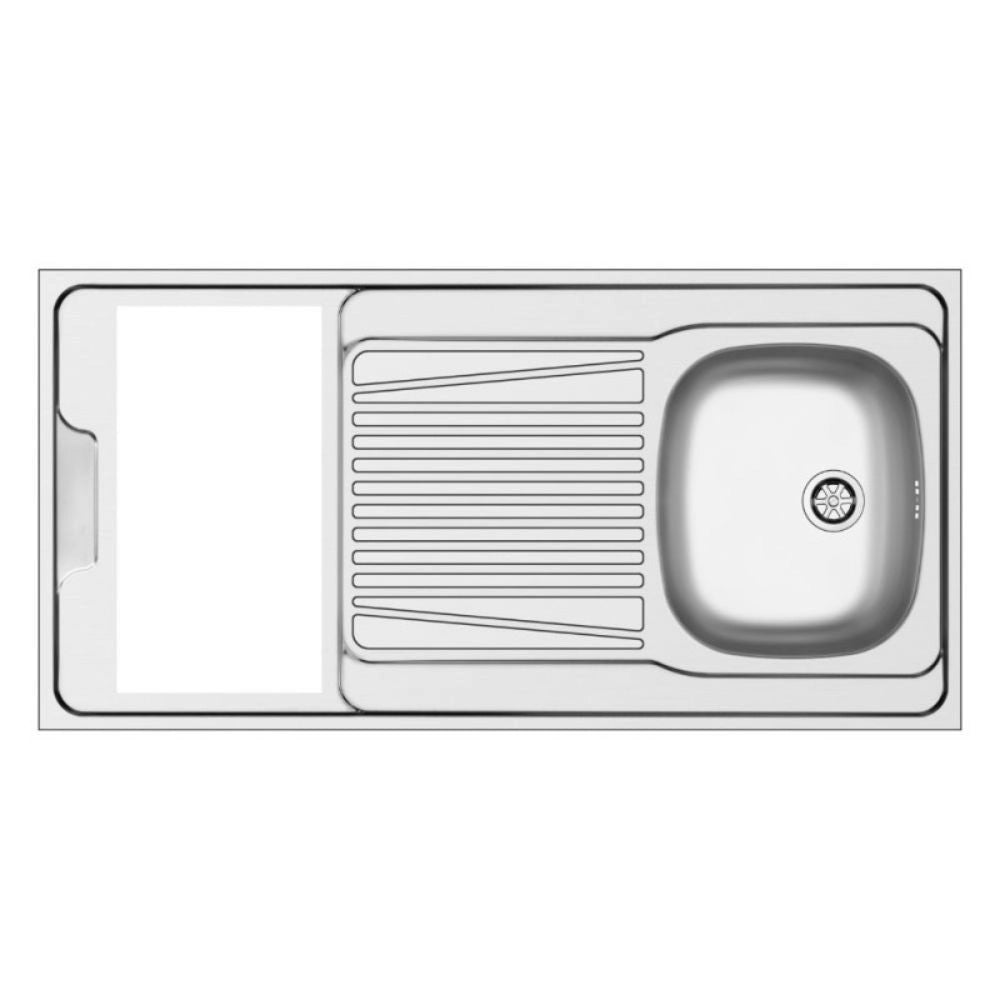 Lavello monoblocco reversibile Indiano120 1 vasca con foro per piano cottura da 30 cm. inox