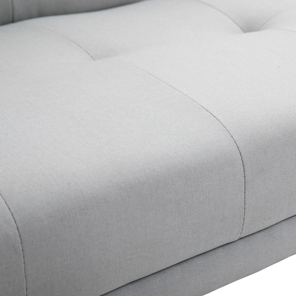 Divano letto 3 posti imbottito con schienale regolabile e portaoggetti ¨C zephmum ¨C tessuto grigio chiaro 200x90x80 cm
