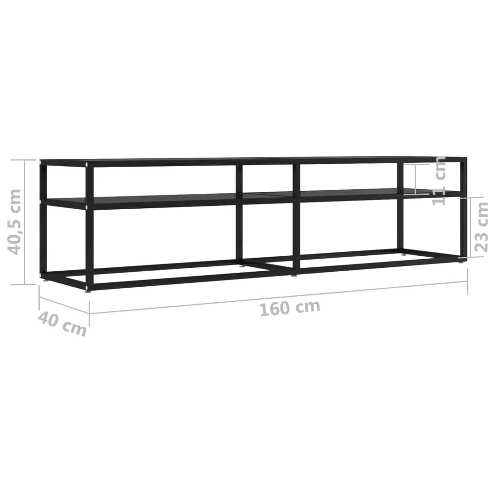 Mobile TV multimediale scaffale TV mobile TV sala da pranzo soggiorno camera da letto 160 x 40 x 40,5 cm vetro temperato nero 02_0026074