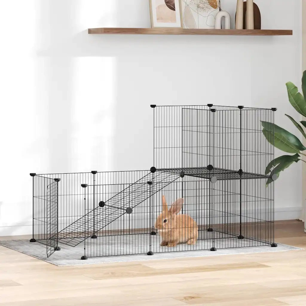 Gabbia per Animali 20 Pannelli con Porta Nera 35x35 cm Acciaio cod mxl 53854