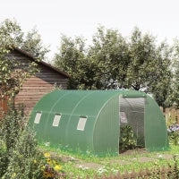Serra a Tunnel da Esterno 4.5x3x2m con Copertura in PE, Porta con Cerniera e 6 Finestre, Verde