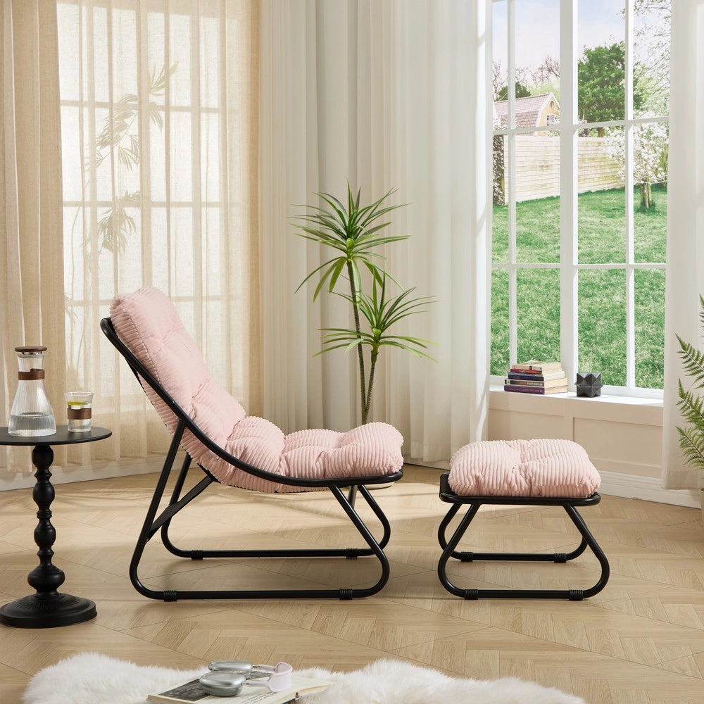 Poltrona Relax Reclinabile con Poggiapiedi ¨C Xylo ¨C Nero, Cuscino Rosa