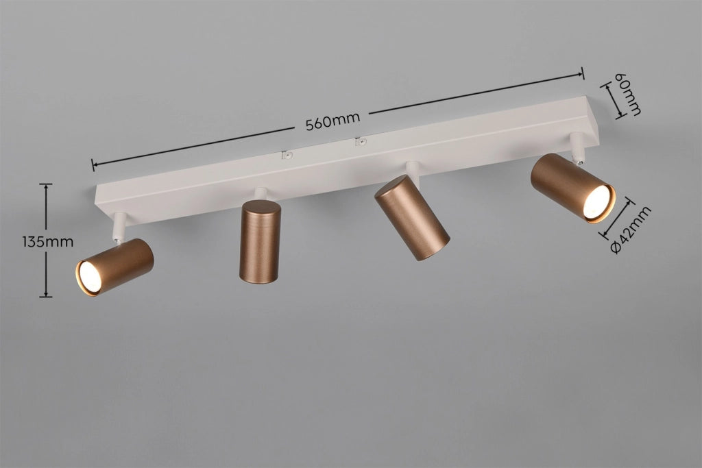 Faretto da soffitto moderno 4 tubi beige GU10 TARYN RL