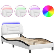 Letto singolo | Letto per adulti | Giroletto con LED senza Materasso Hvar Bianco e Nero 80x200 cm