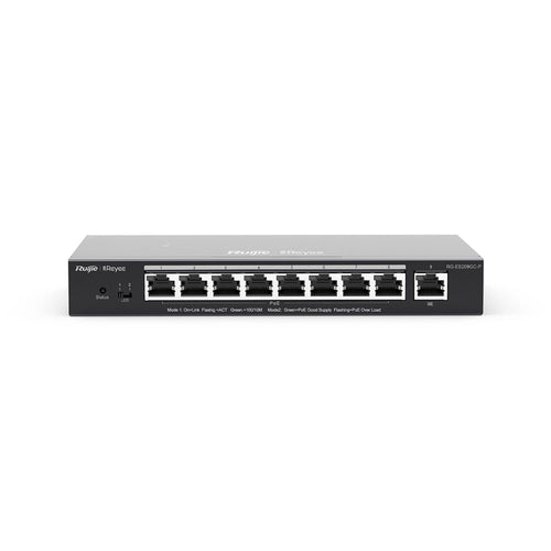 Reyee smart switch poe gigabit 9 p., 8 p. poe/poe+, poe power budget 120w chassis metallico desktop - RG-ES209GC-P
