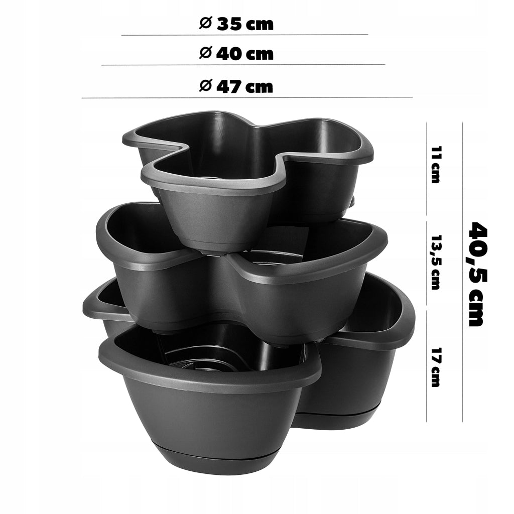 Vaso da fiori KADAX, vaso per fiori, coperchio in plastica, tripla cascata, supporto per fiori 3 in 1
