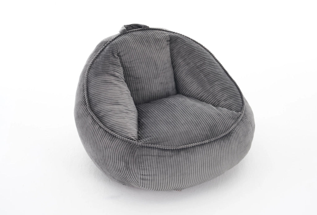 Pouf a pera ergonomico 90x90x59 cm in tessuto a coste grigio， memory foam