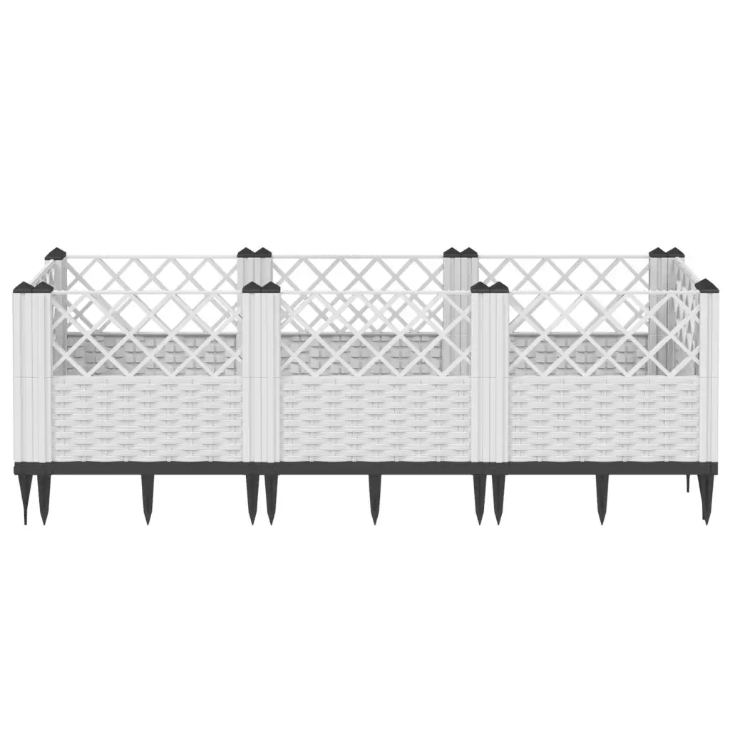 Fioriera da Giardino con Picchetti Bianca 123,5x43,5x43,5 cm PP 368020