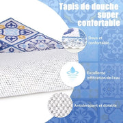 Mat di sicurezza antiscivolo, 60 x 60 cm, morbido e confortevole con fori di drenaggio, mat di doccia massaggio con loofah in PVC per ambienti umidi, rapidamente asciutto