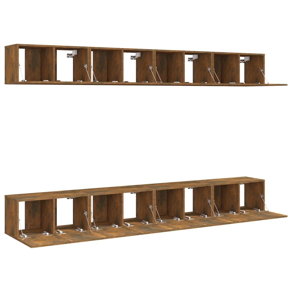 Mobili TV 8 pz Rovere Fumo 60x30x30 cm in Legno Ingegnerizzato 3120308