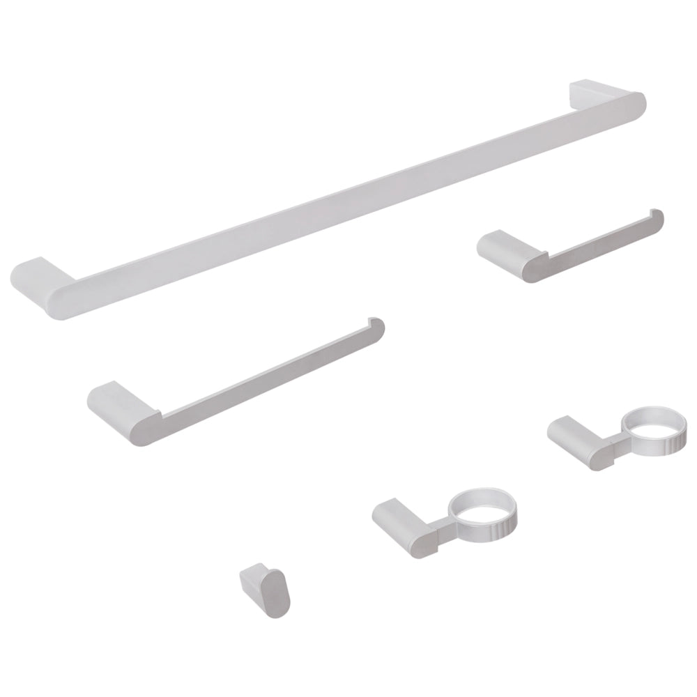 Set di 6 accessori da bagno in alluminio argento con bicchiere e portasapone inclusi Accessori da bagno minimalisti chic