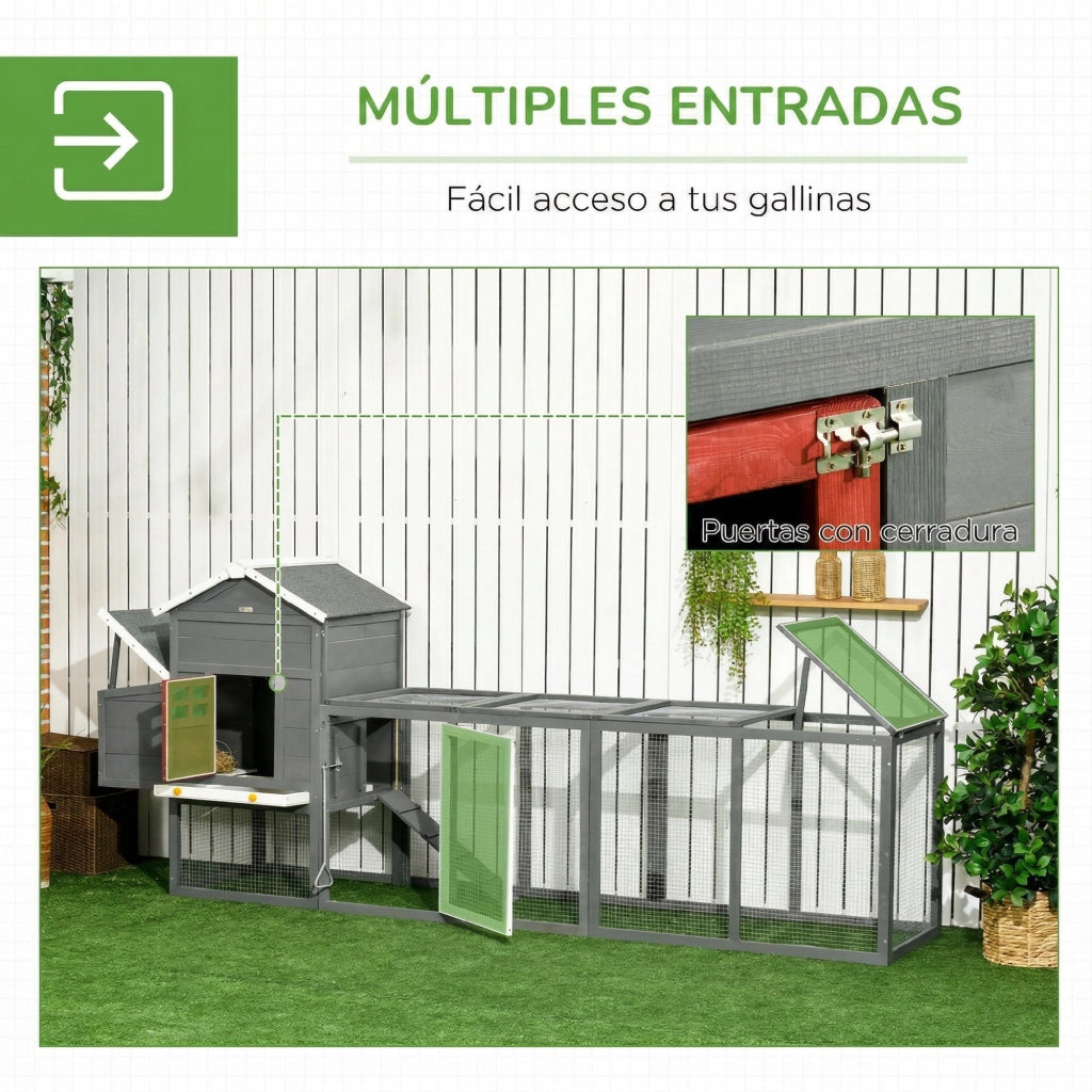 Polleria da Esterno Grande in Legno con Nido ¨C Minimal ¨C 300x66x116 cm