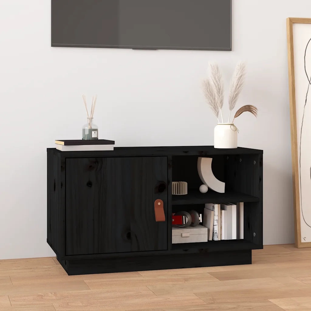 Mobile TV | Armadietto TV | Mobile Porta TV Nero 70x34x40 cm in Legno Massello di Pino