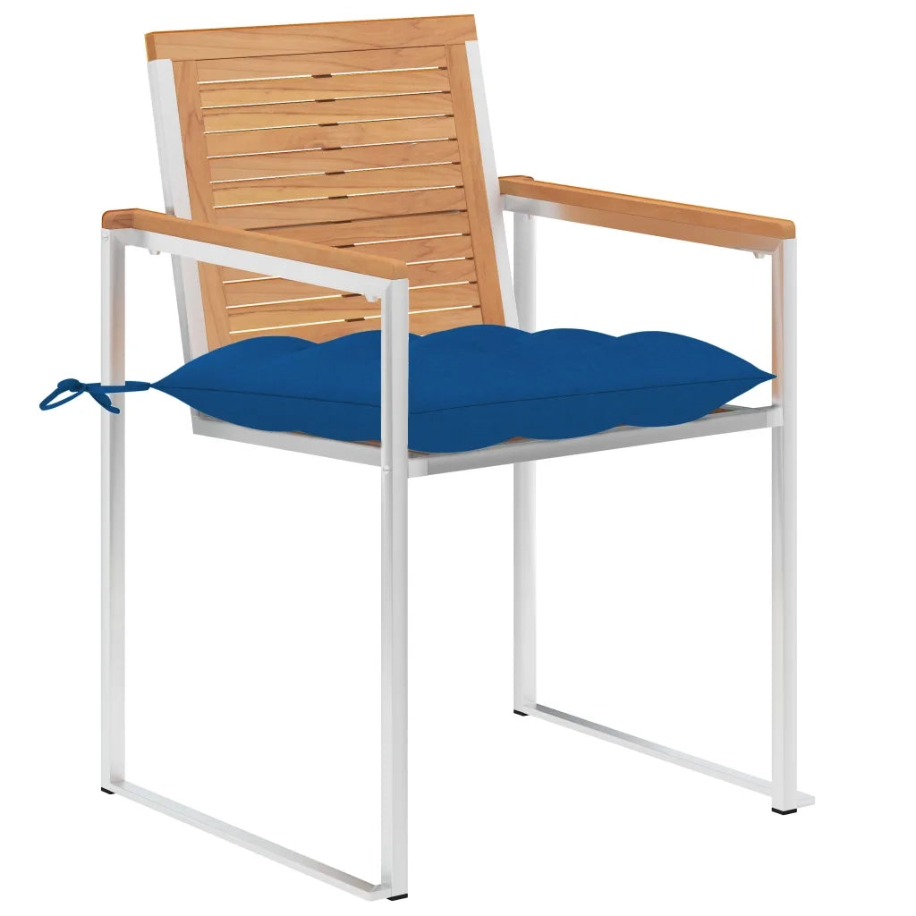 Sedie da Giardino 2 pz con Cuscini in Legno di Teak e Acciaio cod mxl 24299
