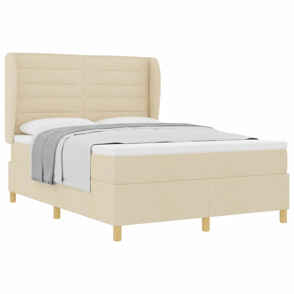 Letto a molle con materasso Crema 200 x 160 cm Tessuto 3340702