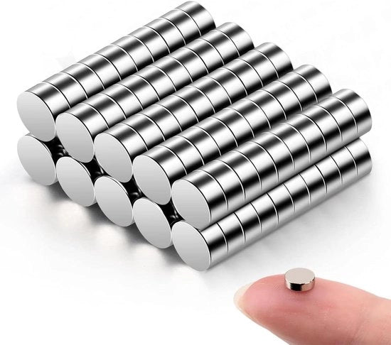 Magnetodi Neodymium 5x1mm - 80 pezzi - Mini-magneti forti - Argento - Per hobby, whiteboard e bacheca