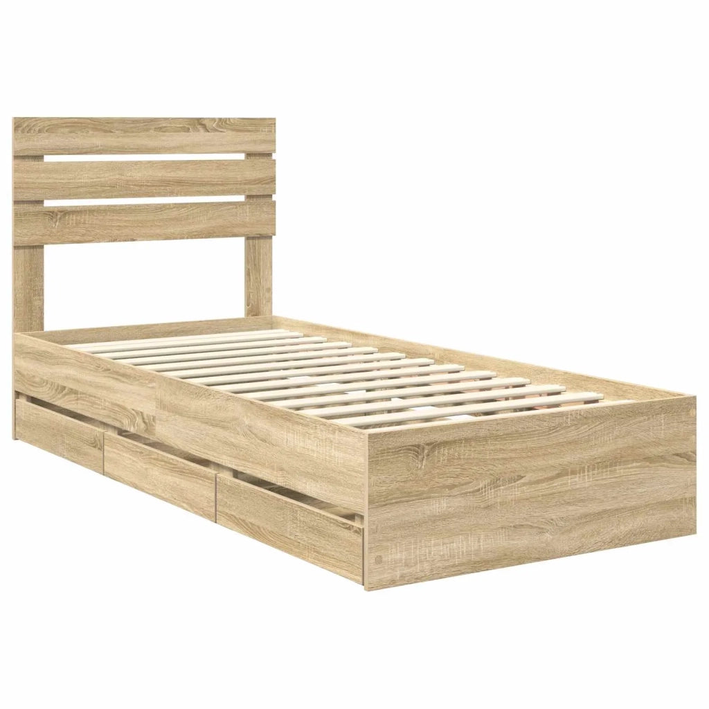 Struttura del letto con cassetto Rovere Sonoma 75 x 190 cm 3411540