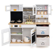 Cucinetta in legno con fornelli con suoni e luci e macchina da caff¨¨, Gioco cucina di ruolo per bambini 3+ anni Naturale-Cucine giocattoli