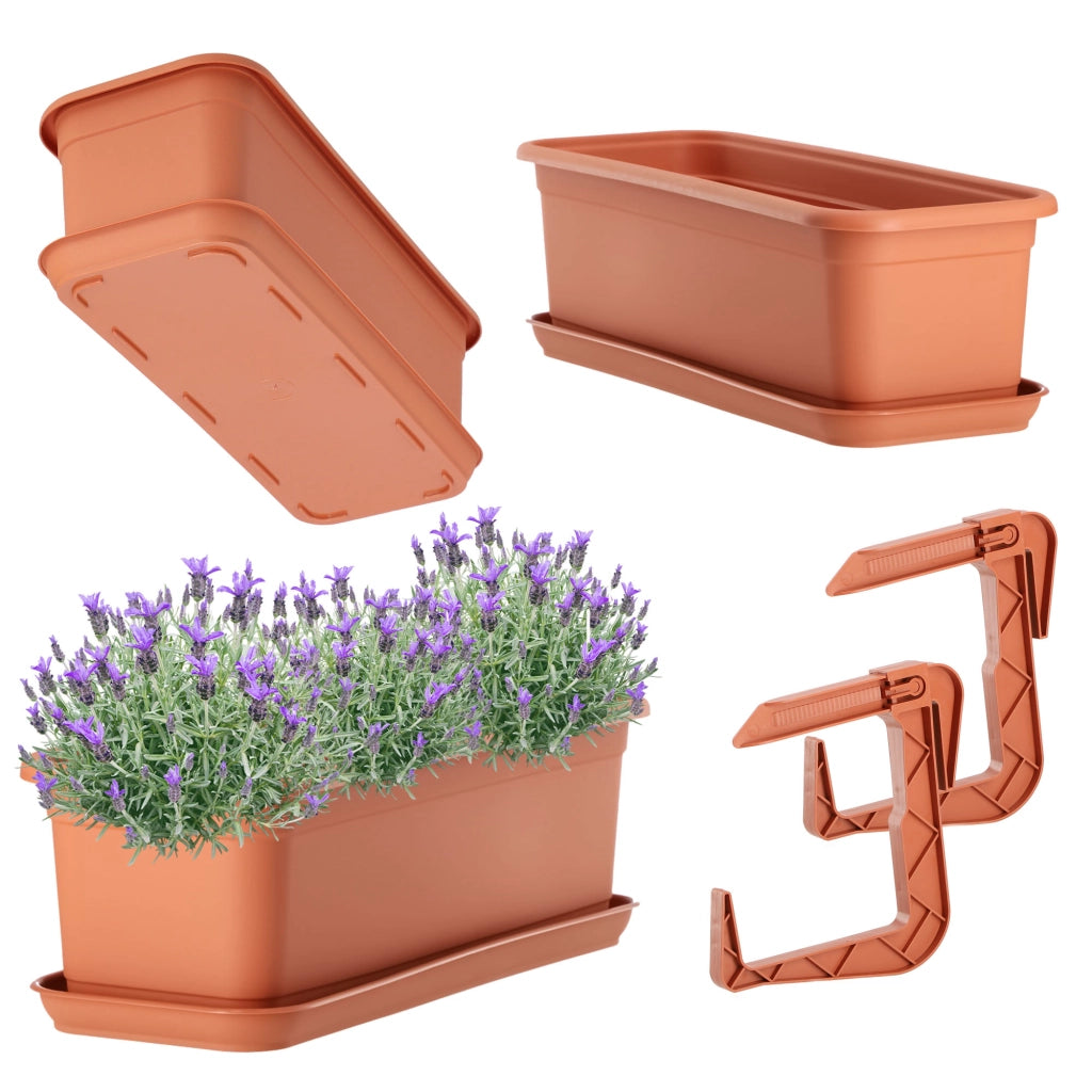 KADAX Fioriera da balcone 40 cm Vaso da fiori Supporto per vaso da fiori Maniglie Balcone