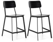 Set 2 Sgabelli 51x51,5xH97 cm in Legno e Metallo Woody Nero