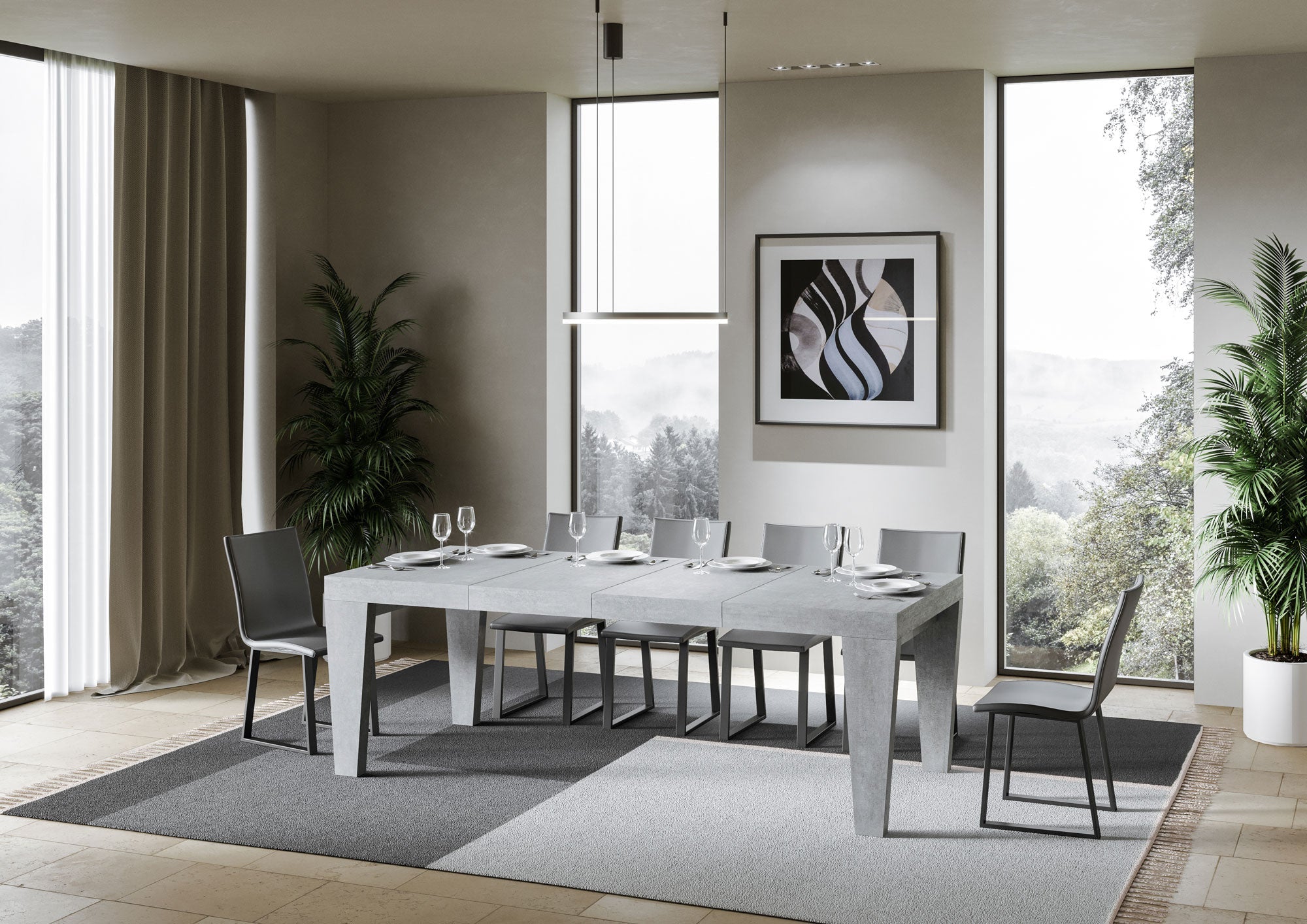 Tavolo Allungabile 120/224x90x77 cm Spimbo Premium Cemento