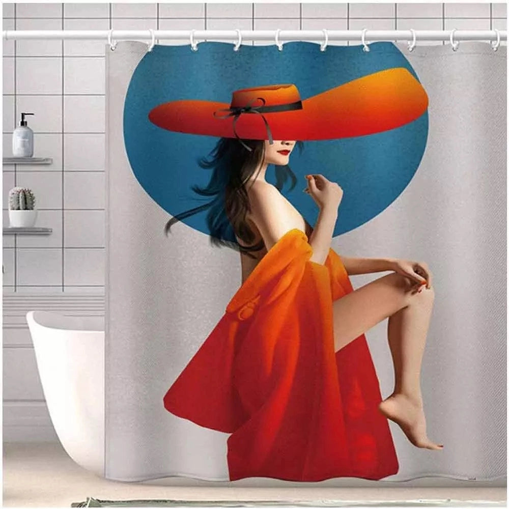 Trade Shop - Tenda Doccia Vasca Bagno Impermeabile Donna Sexy 180 X 200cm Con 12 Anelli 87094 -