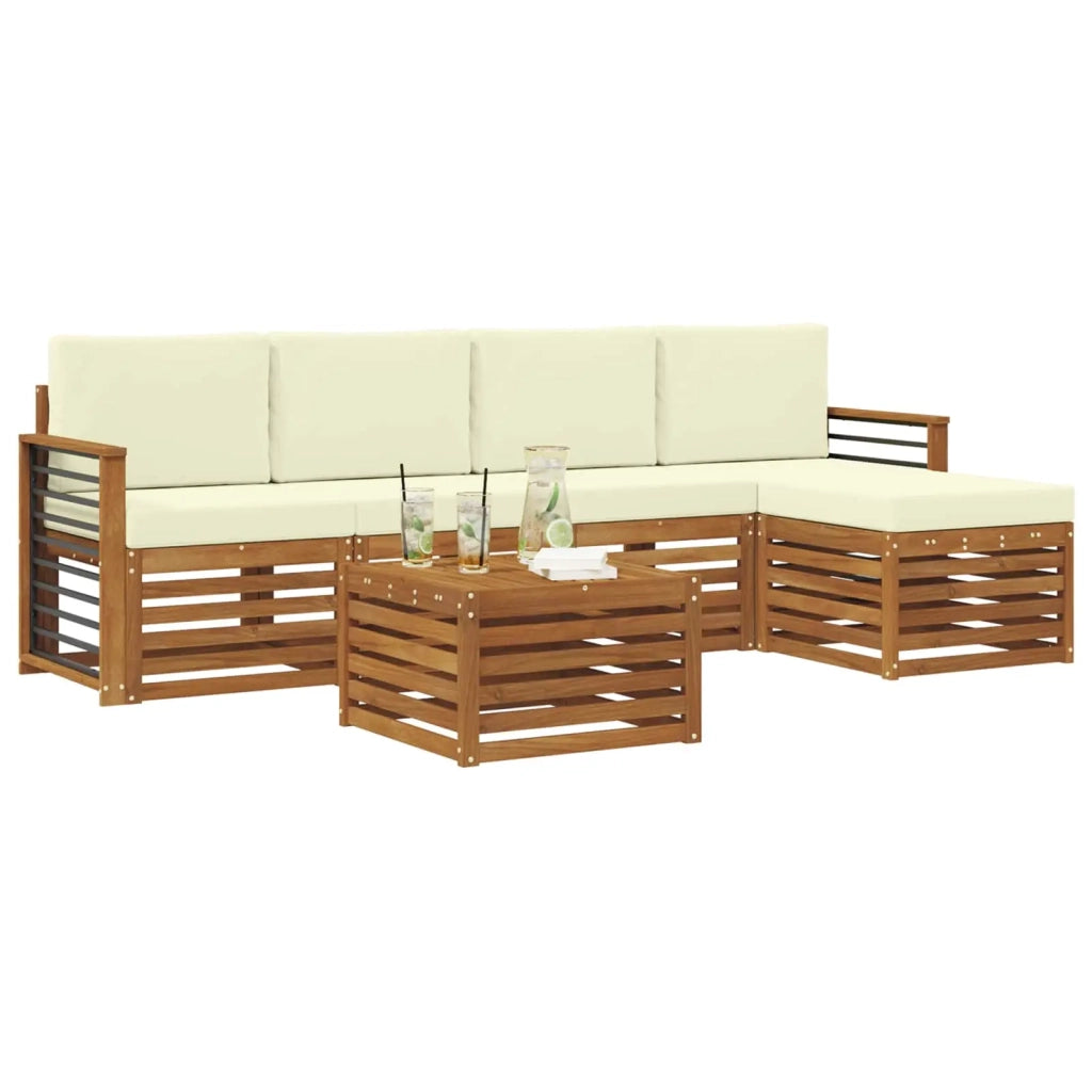 Set di divani da esterno 6 pz Naturale e Crema 3374700