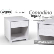 Comodino cameretta bianco cm 40 x 36 x 44 h con vano e cassetto