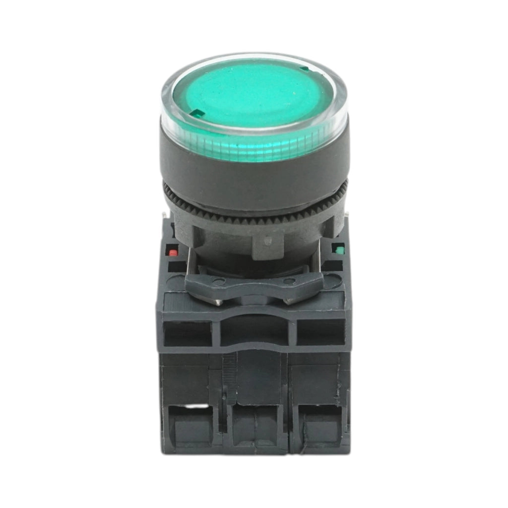 Pulsante con ritorno e segnalazione LED verde 1NO+1NC, 220V/10A, TB5 Breckner Germany