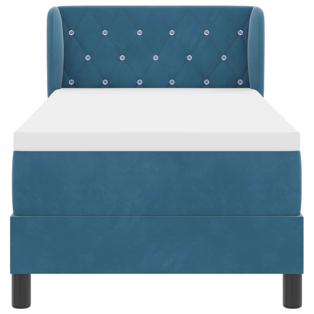 Letto a Scocca con Materasso  Blu Scuro 80x200 cm in Velluto