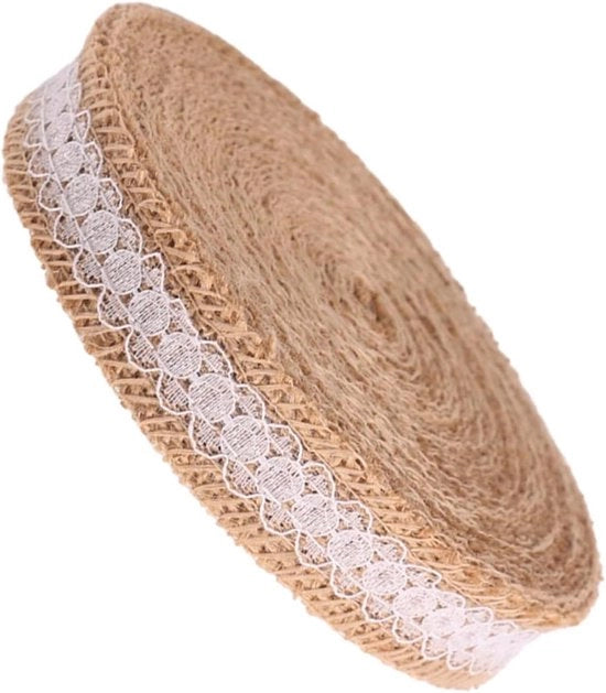 Lint di juta con bordo 10 m - Larghezza 25 cm - Decorazione vintage naturale per matrimonio, Natale, compleanni e artigianato fai da te