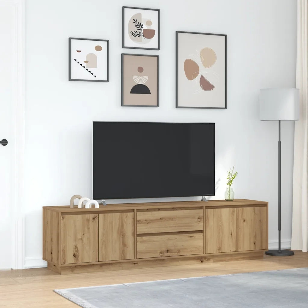 Mobile Porta TV con Luci LED Rovere Artigianale 193,5x41x50 cm 3328443
