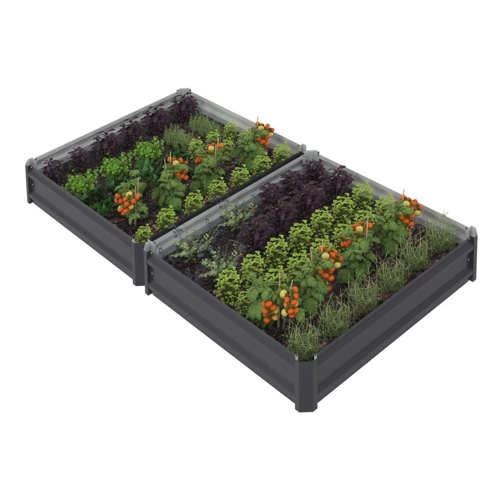 IDMarket - Set di 2 caselle da orto in metallo 90 x 90 cm, grigio antracite