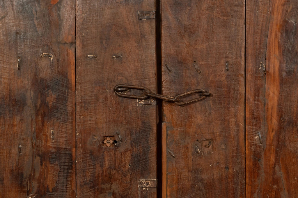 Biscottini Porta portone in legno massello e ferro da interno o da esterno vecchia e antica medievale scorrevole