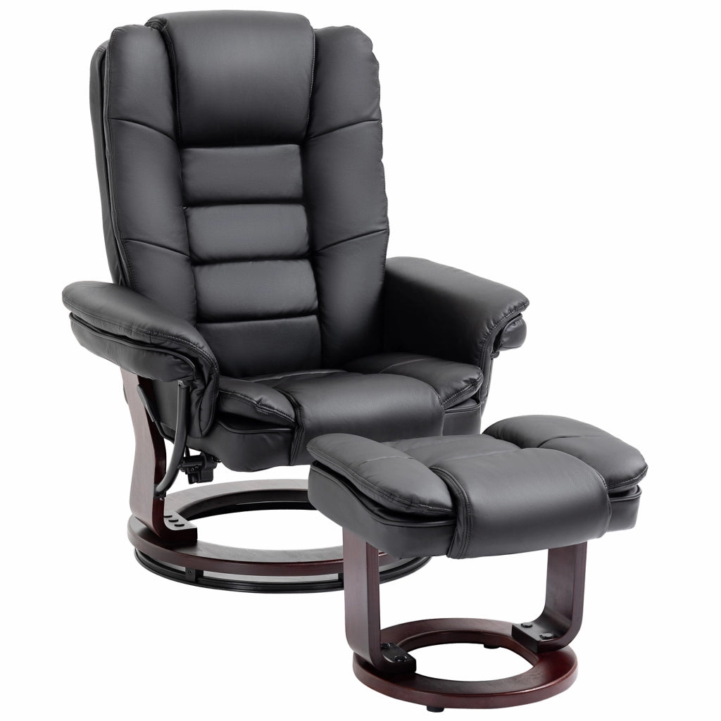 EasyComfort Set Poltrona Relax e Pouf Poggiapiedi, Girevole a 360° e Reclinabile, Similpelle PU