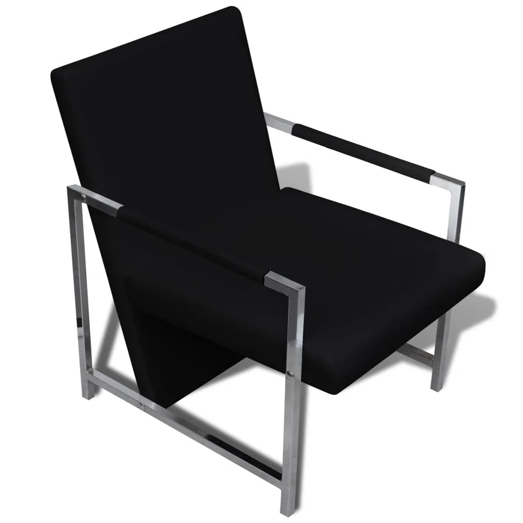 Poltrona/poltrona/divano club con gambe cromate materiale sintetico nero 1102046/3