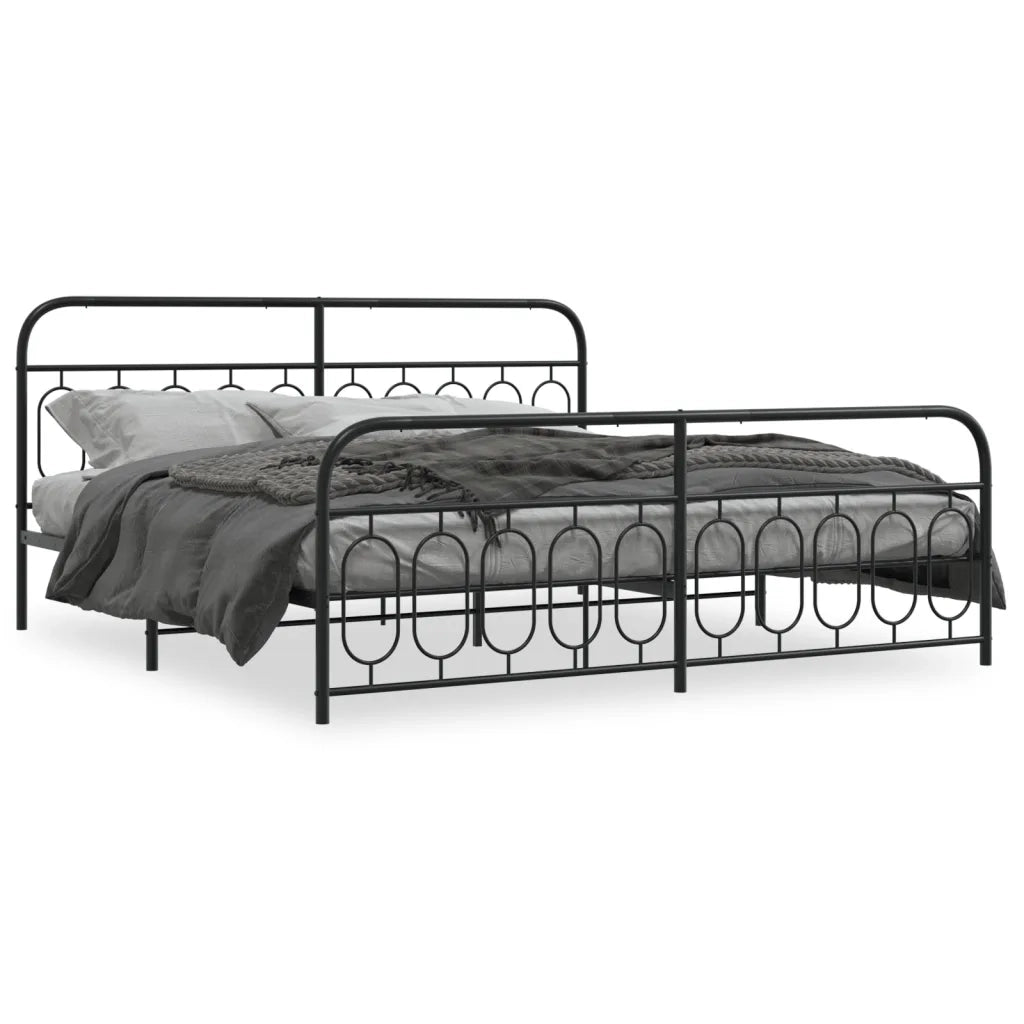 Giroletto con Testiera e Pediera Metallo Nero 200x200 cm 377142