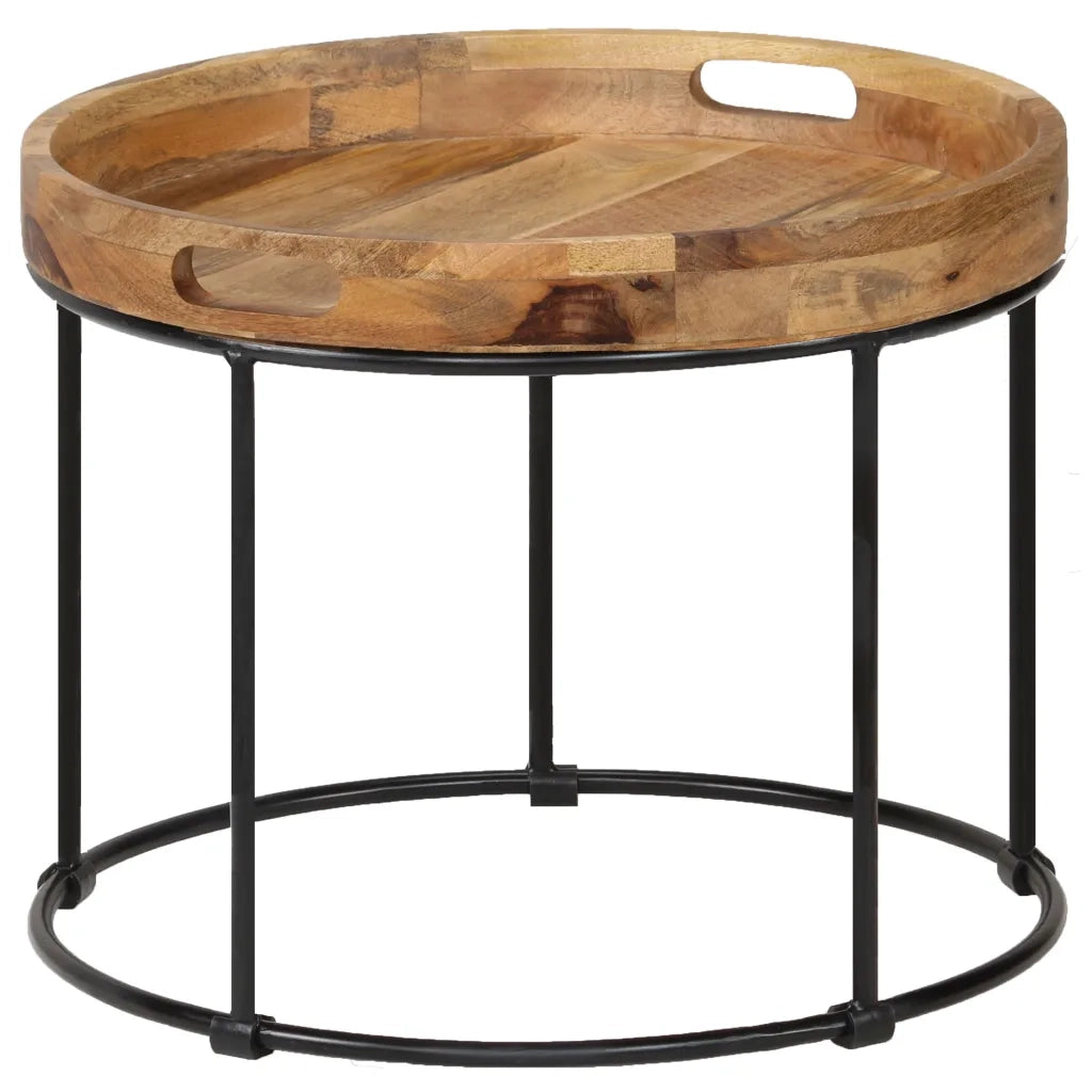 Tavolino da Salotto Legno Massello di Mango e Acciaio 50x40 cm 246672