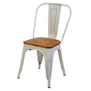 Sedia ferro new bristol bianco antico seduta legno cm 43x43h45/84