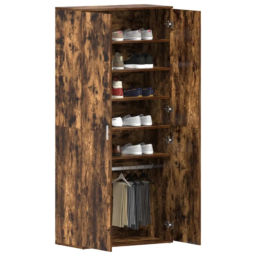 Mobile per scarpe con lo scaffale-Scarpiera Rovere fum¨¦ 80 x 39 x 178 cm