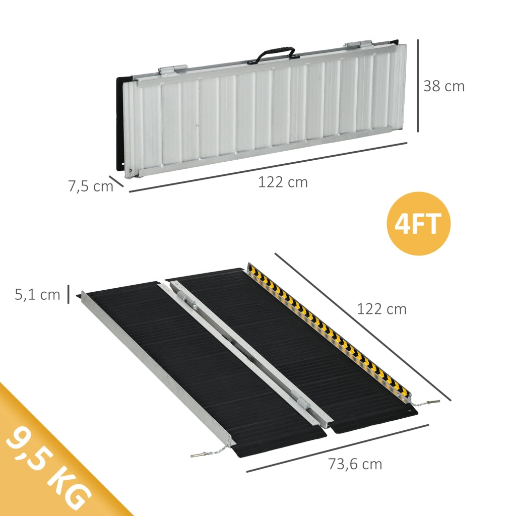 Rampa per Sedia a Rotelle Pieghevole in Alluminio 122 cm ¨C zephmum ¨C Nero 272 kg