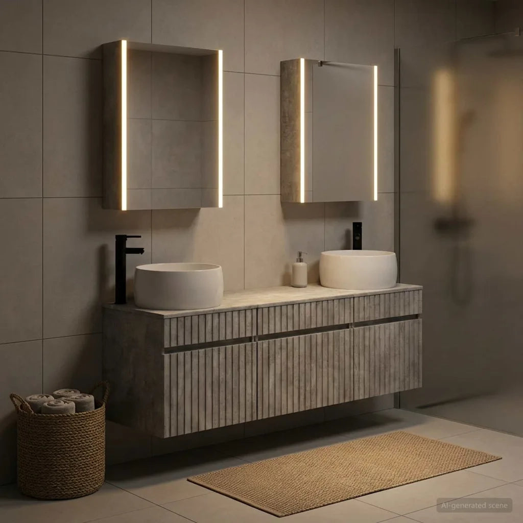 Set di Armadi da Bagno 5 pcs Grigio Cemento 53 x 15,5 x 70 cm 3406650