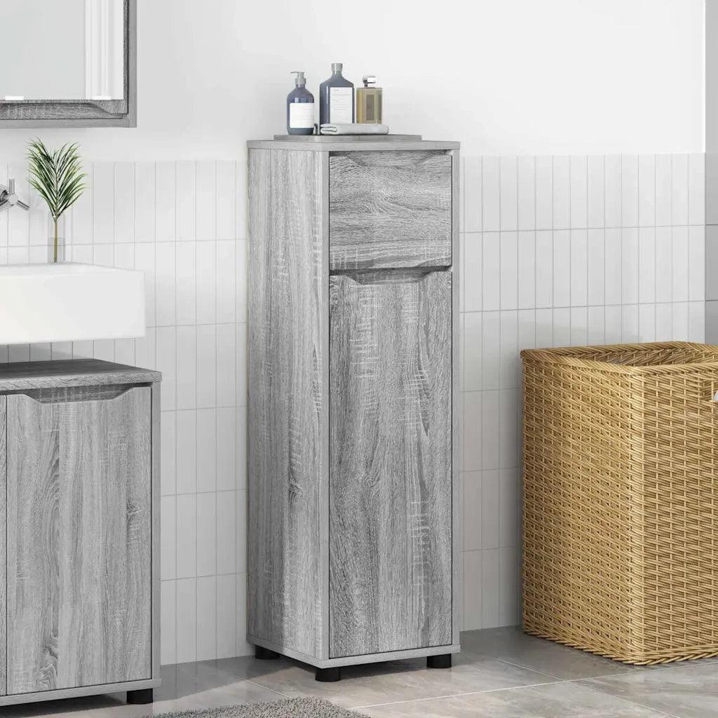 Mobile da Bagno | Armadio da bagno con cassetto Grigio Sonoma 30,5 x 30 x 101 cm
