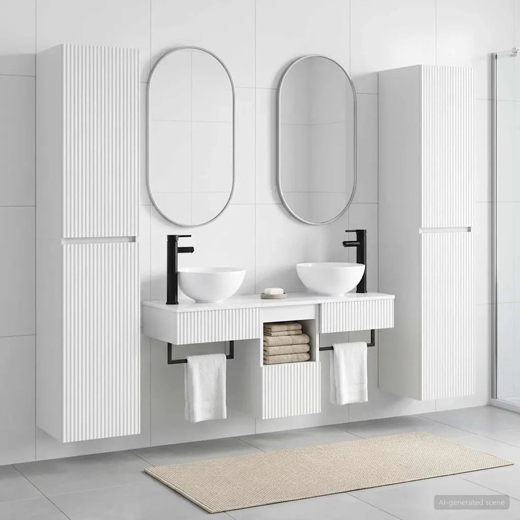 Set di mobili per il bagno 5 pz Bianco Lucido 3406007